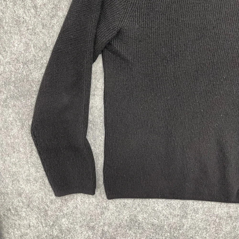 Vince Mens Black Waffle Knit Crewneck Sweater Size L Long Sleeve Pullover